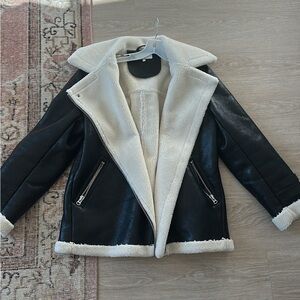 L'Academie Black and Cream Leather Jacket